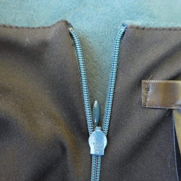 Aqua Dress Velvet Scallop Sweetheart Neck Fit Flare Teal Zip Back Fit Flare USA - Picture 10 of 10